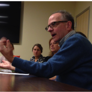 Dr. Scott Denning discusses with Graduate Women in Science- closeup