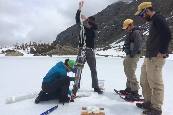 Christa Torrens sampling in the snow