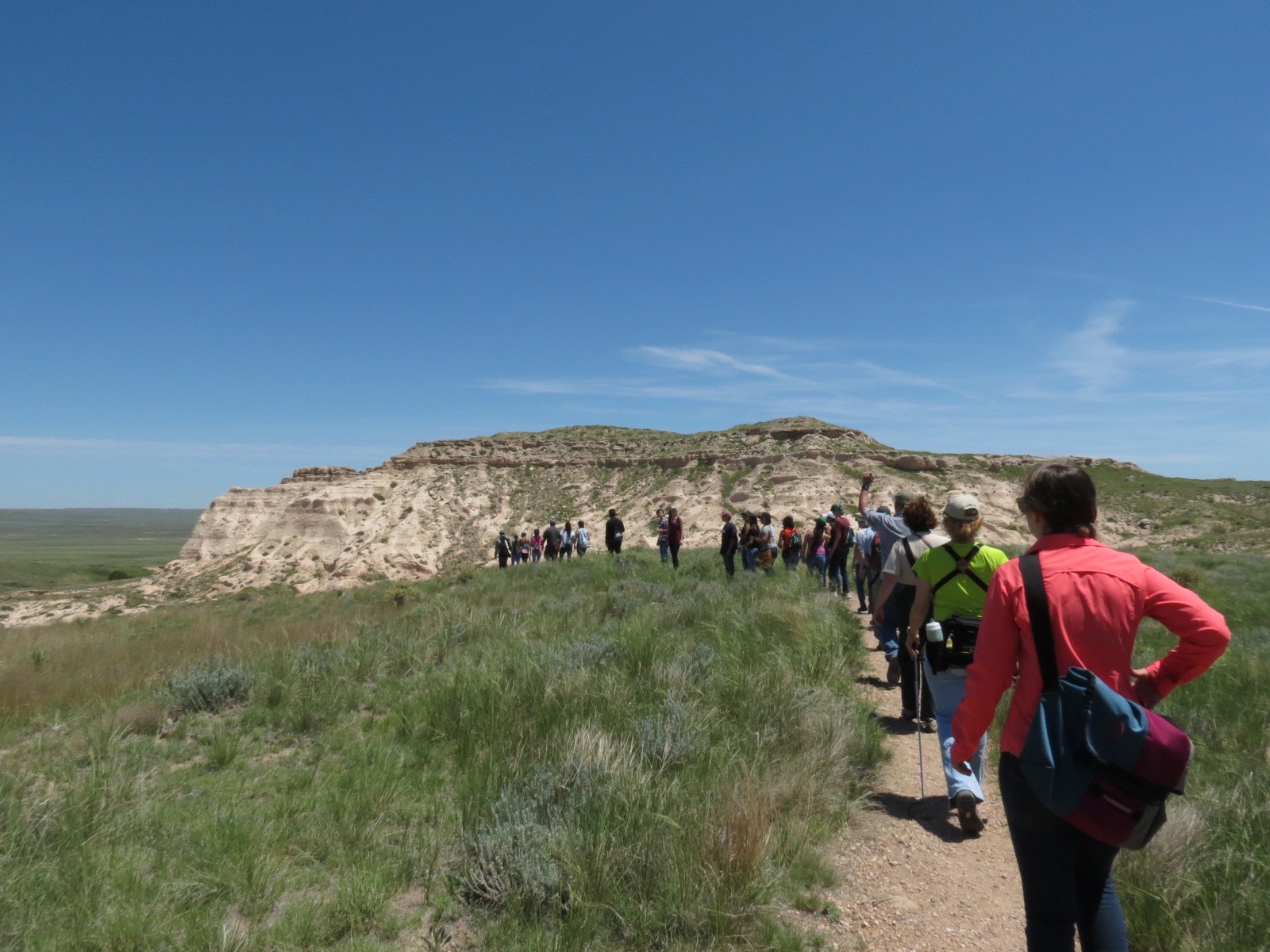 Students going to research site in the Pawnee bluffs