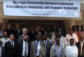 Dignitaries celebrating WCNR-Ethiopia partnership