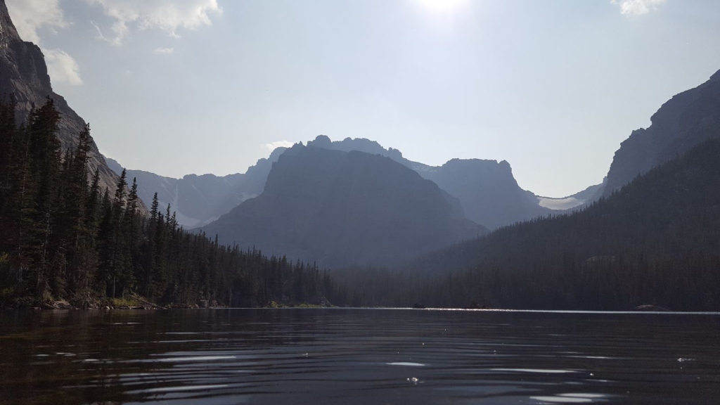 A photo of The Loch in Rocky Mountain National Park on a hazy day