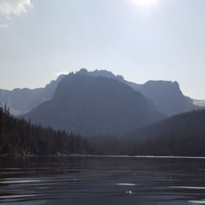 A photo of The Loch in Rocky Mountain National Park on a hazy day