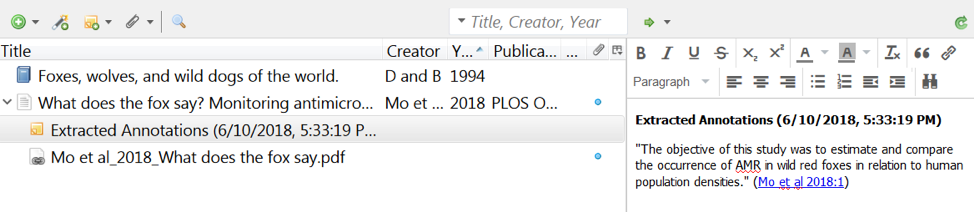 Zotero tutorial screenshot