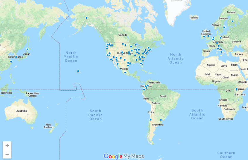 Map of Summer Soil Institute participants.