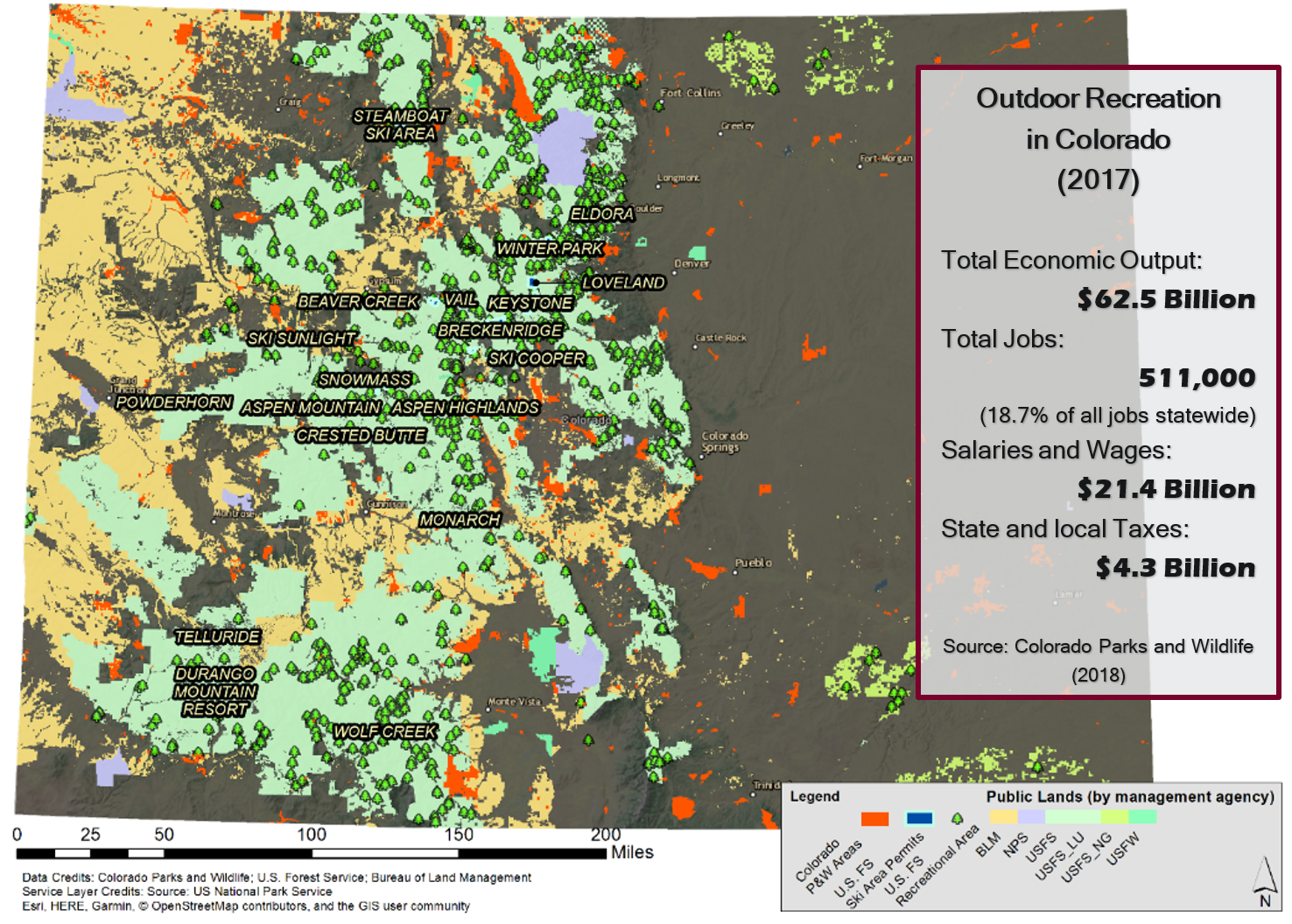 map of Colorado showing where major economic drivers exist