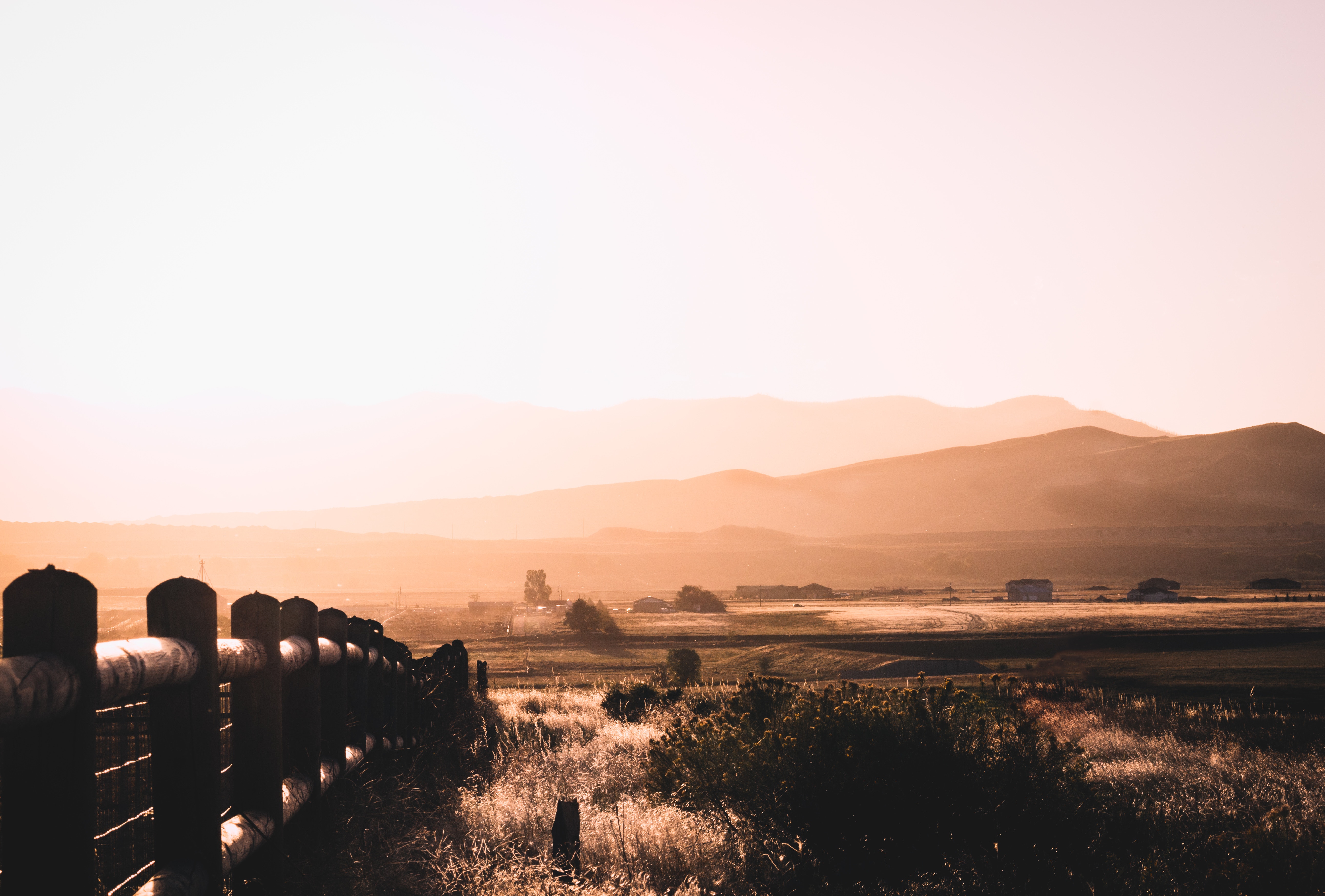 View of mountains from the plains at dusk