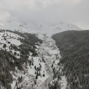 Colorado alpine forest with snow